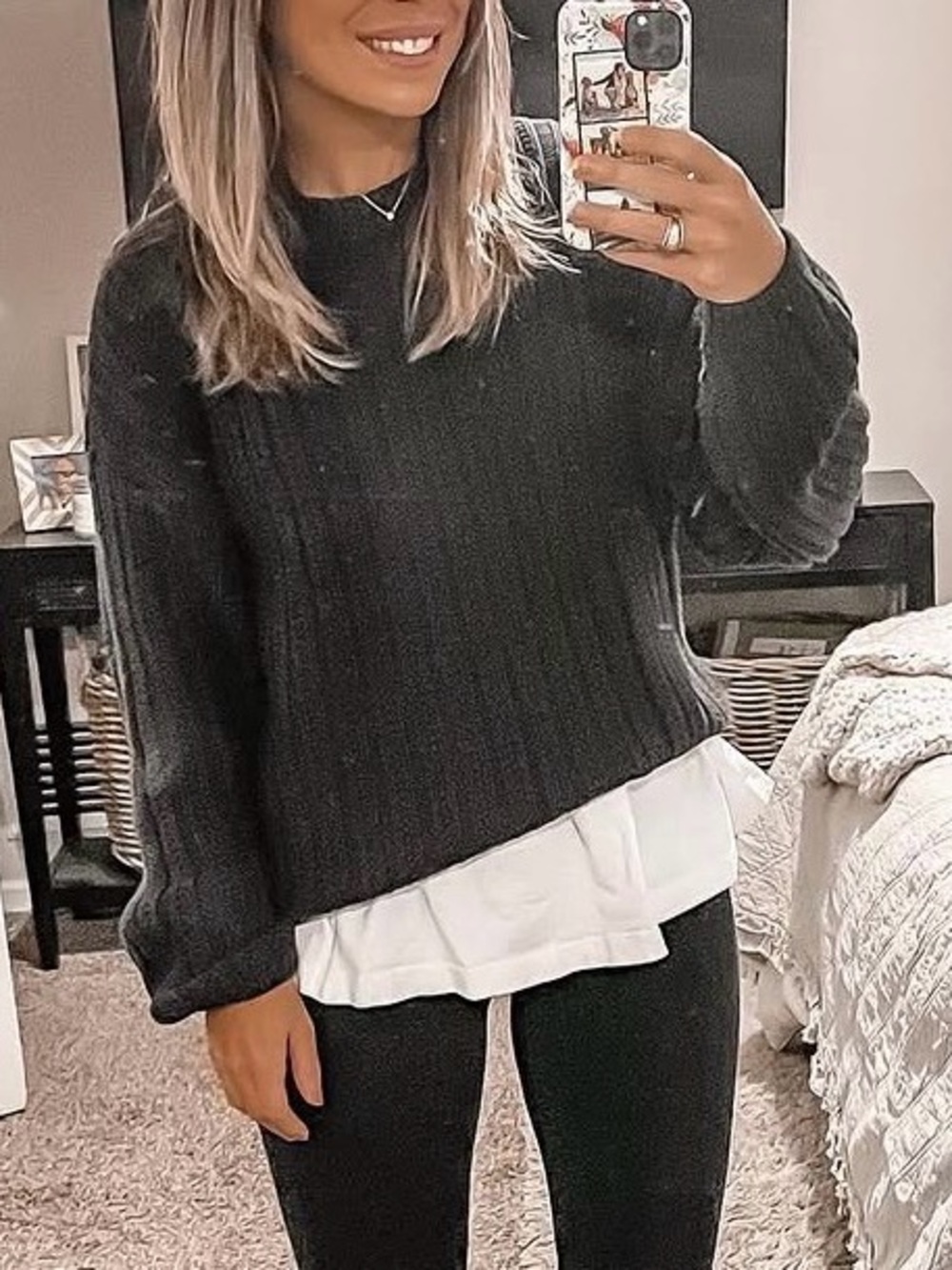 Universal Thread Gray Ribbed Crewneck Sweater